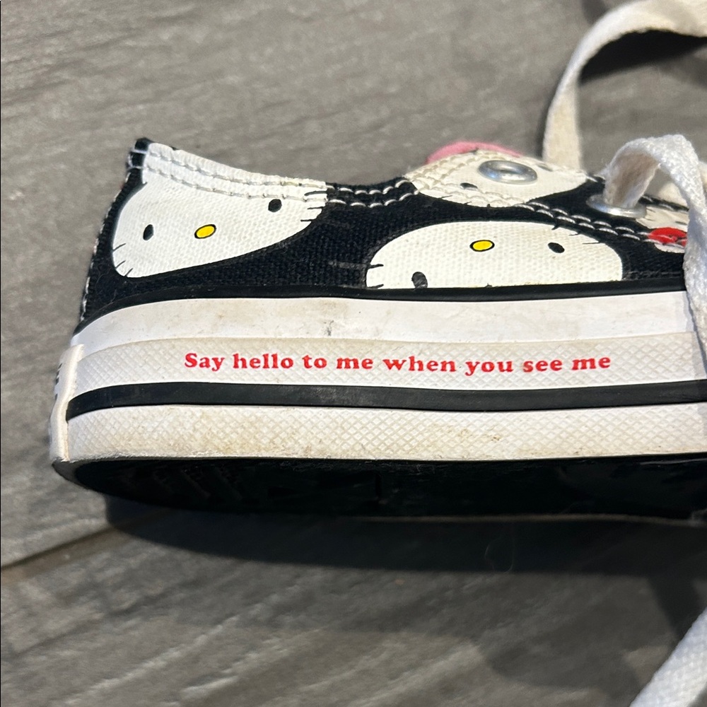 Converse Kids Black Hello Kitty Low Top Sneakers with Red Accents - Picture 3 of 5
